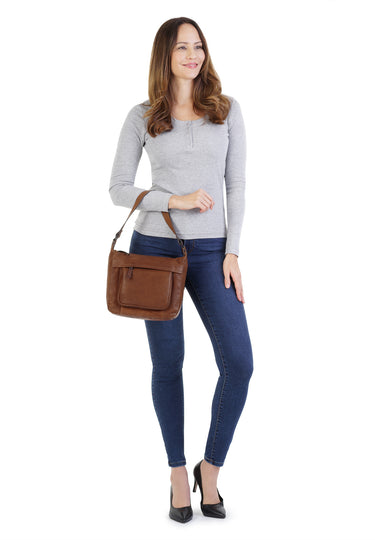 X-ZONE Umhängetasche Damen | echt Leder