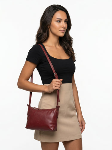 CLUTY Umhängetasche Damen | echt Leder, Made in Italy