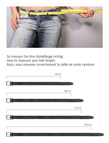 FORTY DEGREES Gürtel mit silberner "PUNK" Schnalle Damen  |  echt Leder, Made in Italy